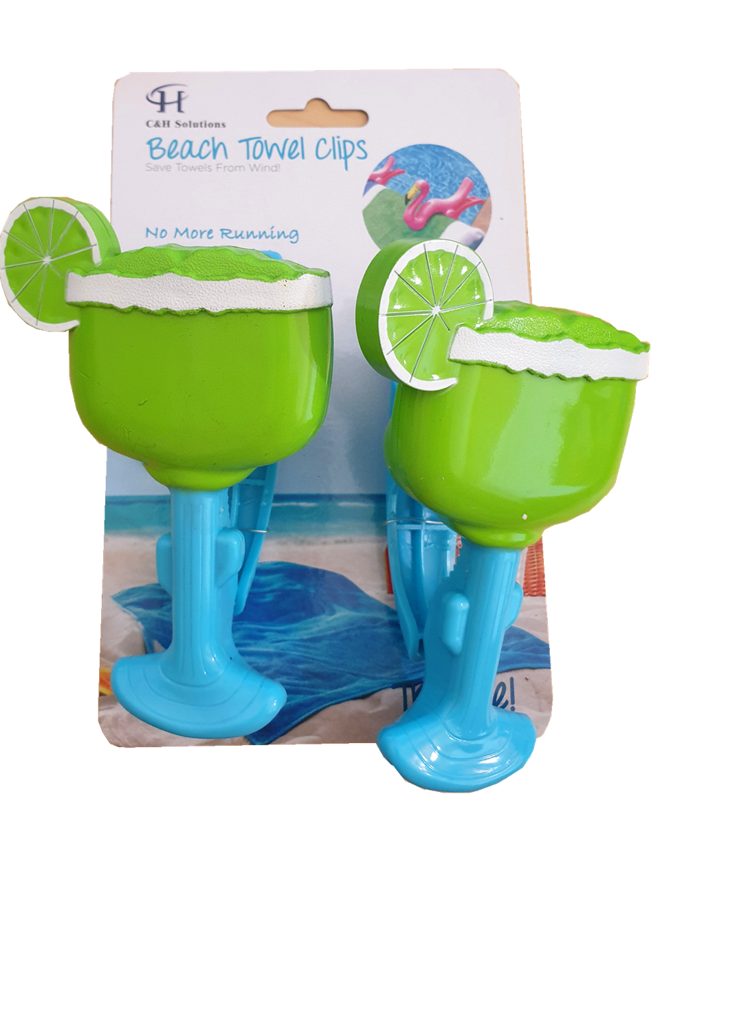 Beach Towel Holders, Clips, Set of Two, Lemon Cups Style