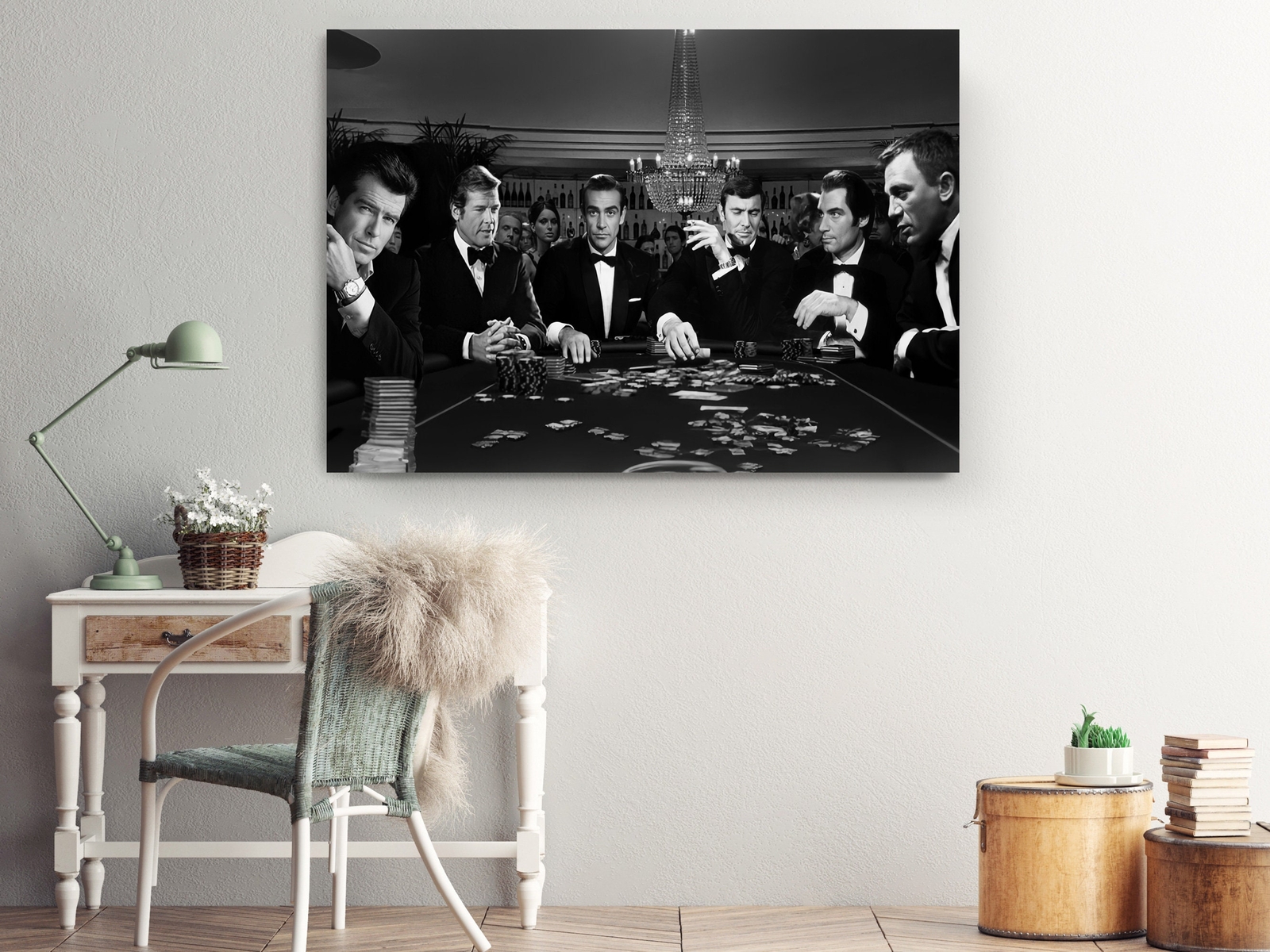 James Bond at the Poker Table Enjoying Gambling - Canvas Print