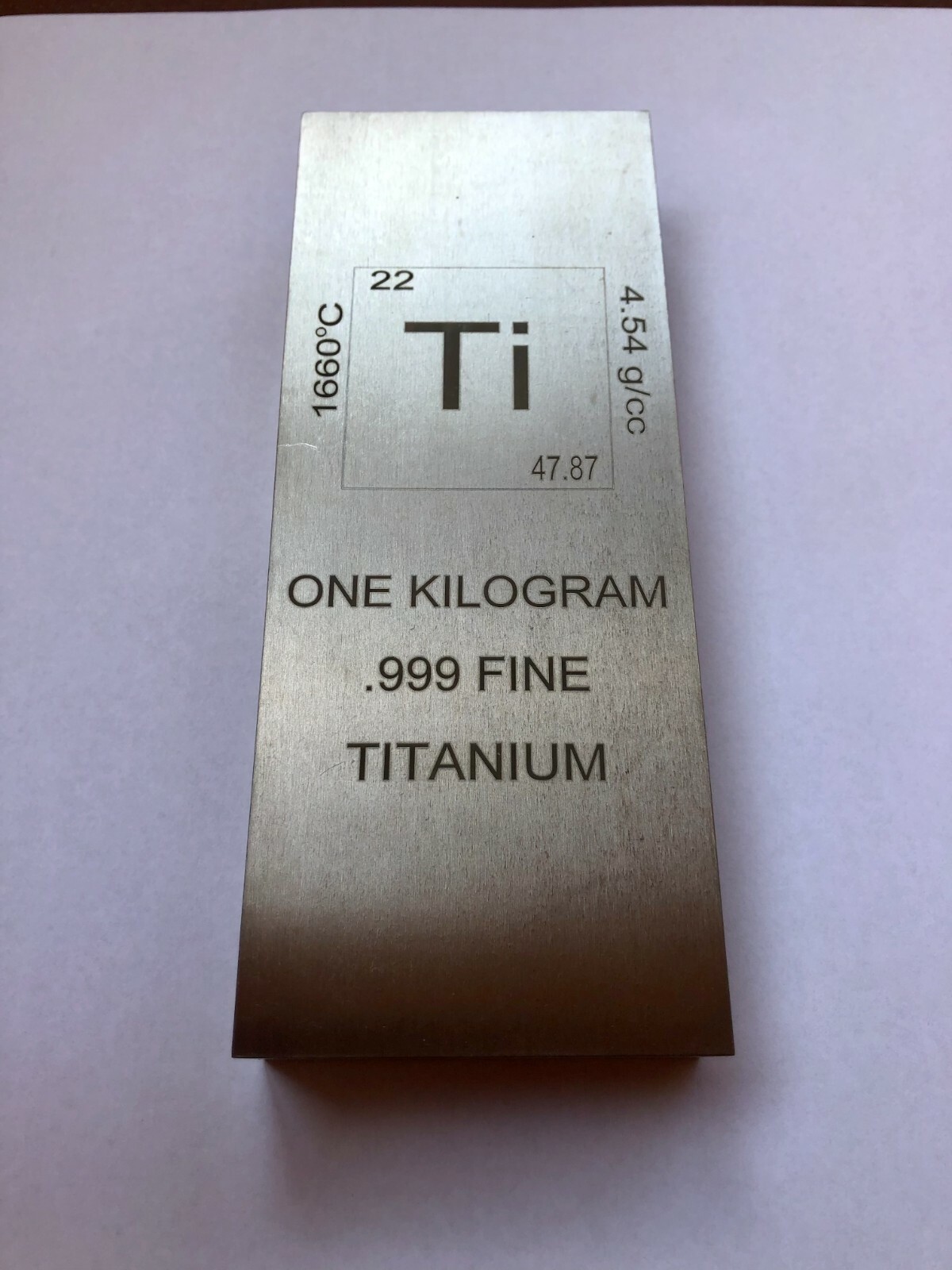 1 (One) Kg Kilogram 99.99% Pure Titanium Bullion Bar