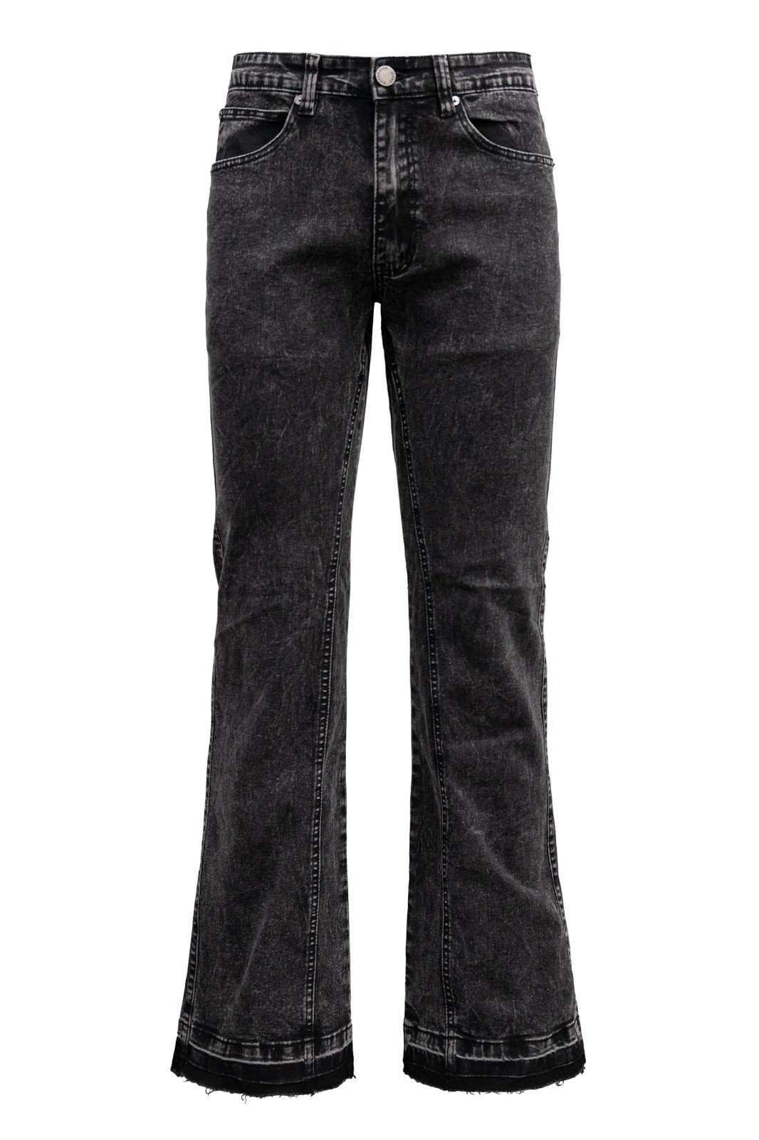 Victorious Men's Casual Ash Black Flared Raw Edge Comfortable Denim Jeans DL1571