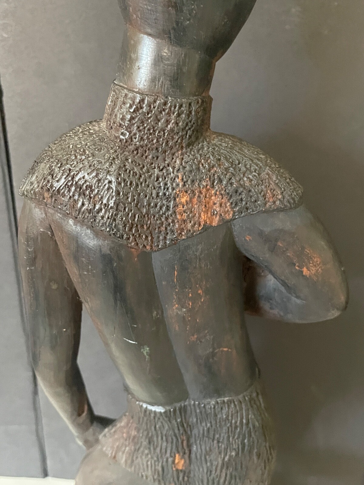 African Nigerian Yoruba large hand carved wood female woman figurine statue 19"