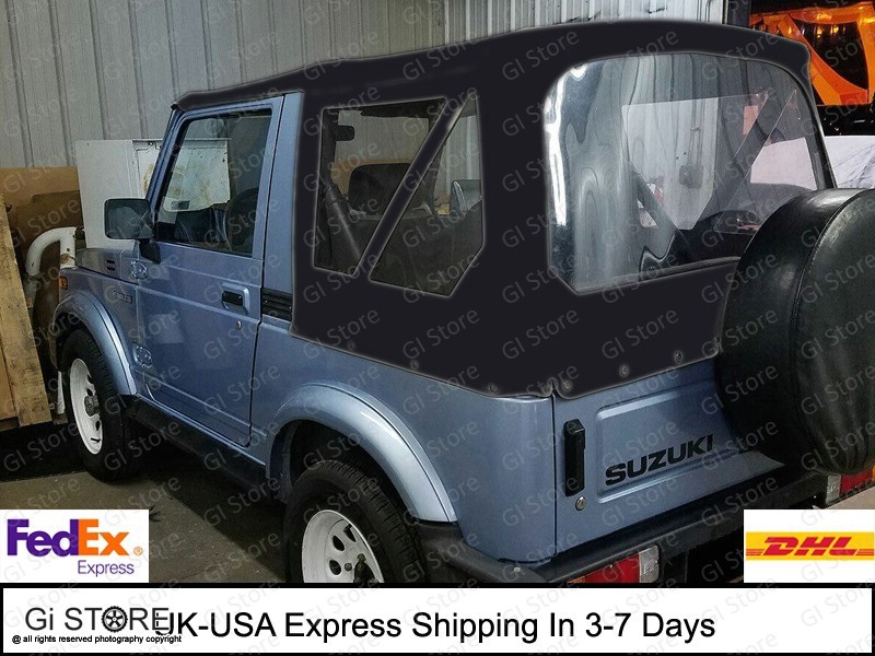 Suzuki Samurai Replacement Soft Top 1986-1994  Clear Windows -Black Maine Denim