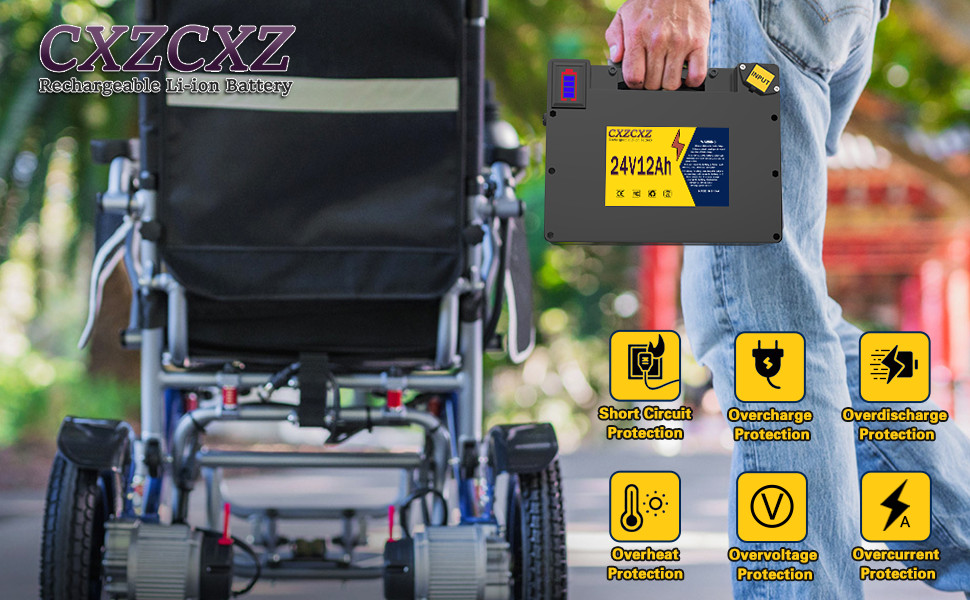 24V 12AH Lithium Battery for Electric Wheelchair,Better Than Lead-Acid Batteries