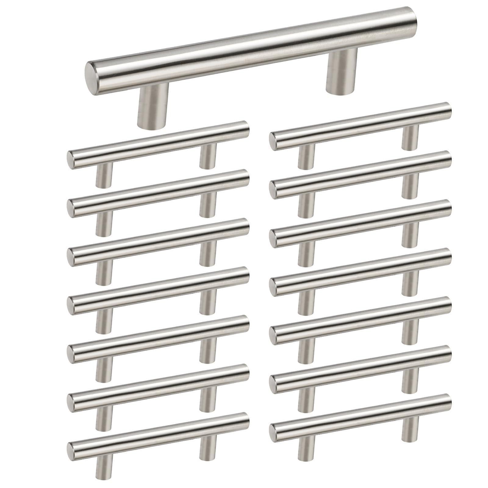 15 Pack Cabinet Pulls 3 in - Brushed Nickel Stainless Steel Drawer Pull Handles.