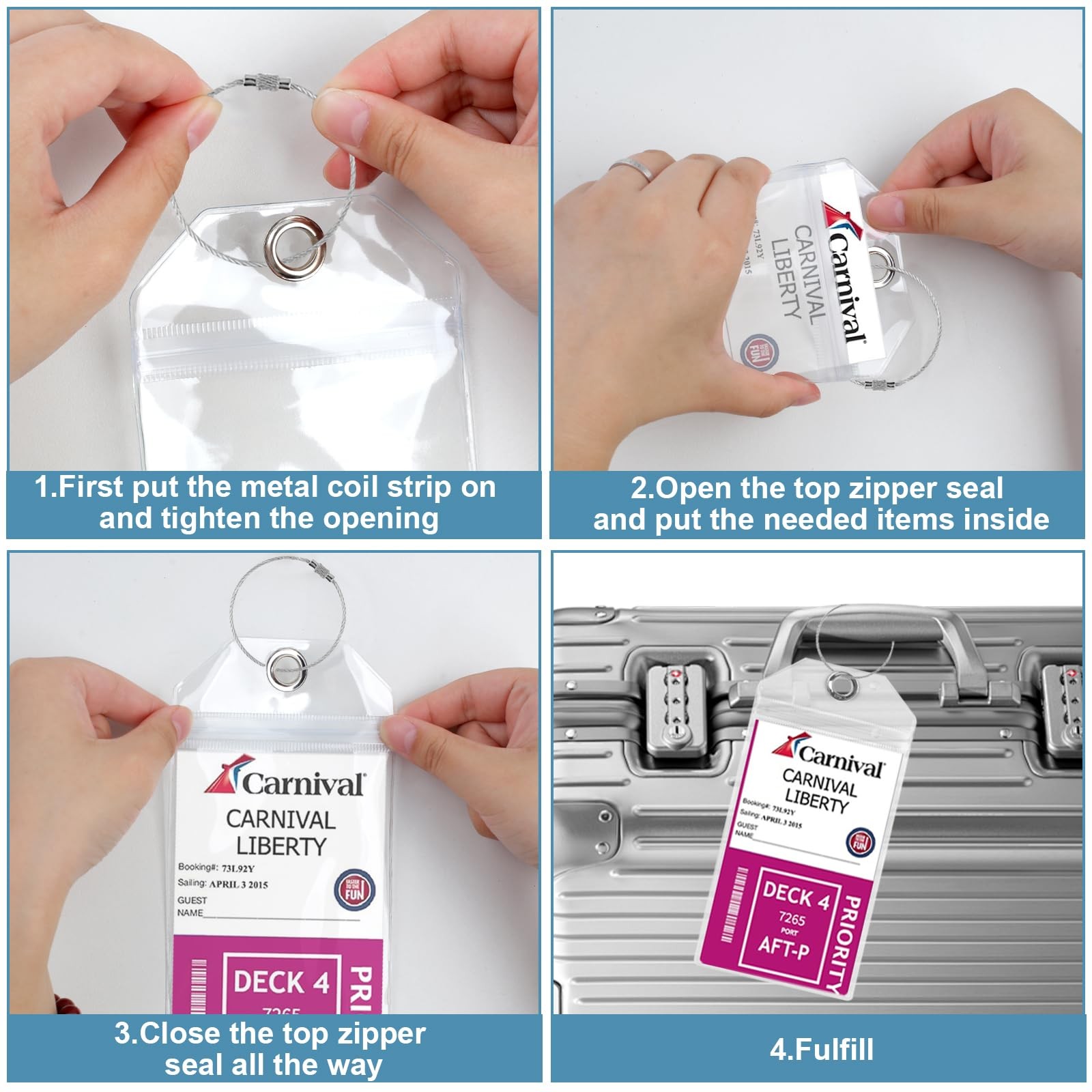 8-Pack Cruise Luggage Tag Holder, Cruise Luggage Tag Holder can be Used for 2...