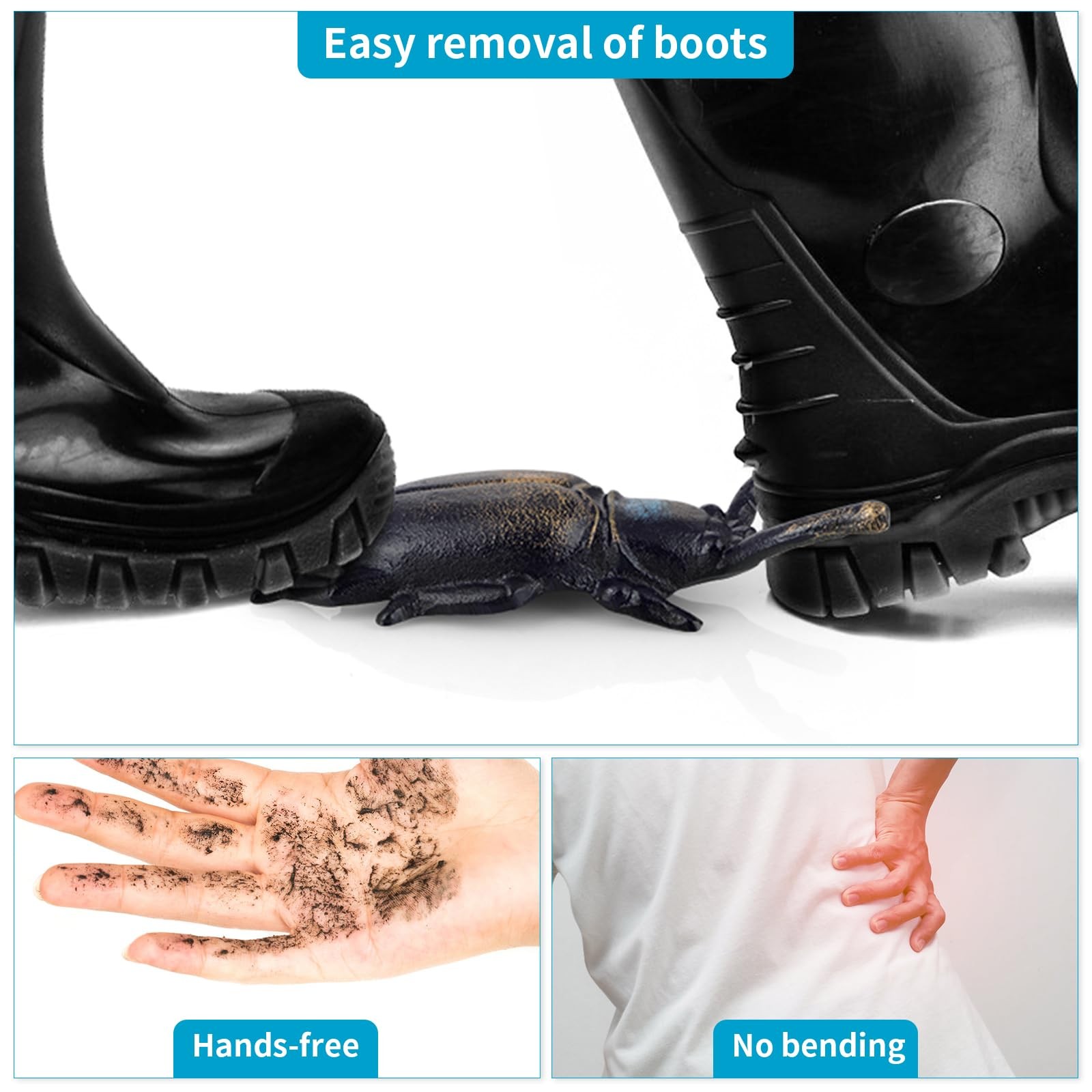 Cast Iron Boot Jack, Beetle Boot Puller, Shoe Remover for Work Boots, Rubber ...