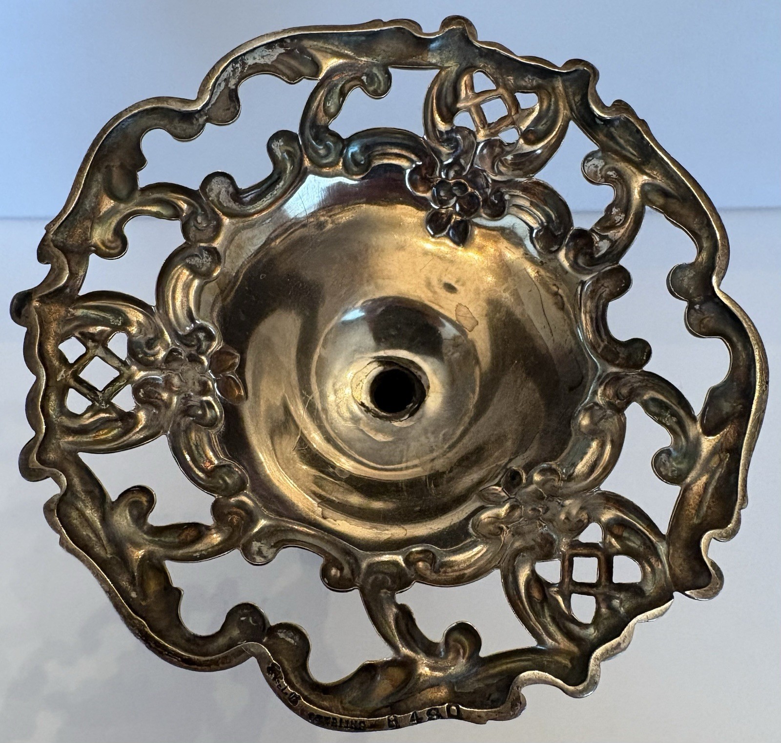 Antique Gorham Sterling Silver Repousse Candlestick Holder 1886 Baroque Pattern