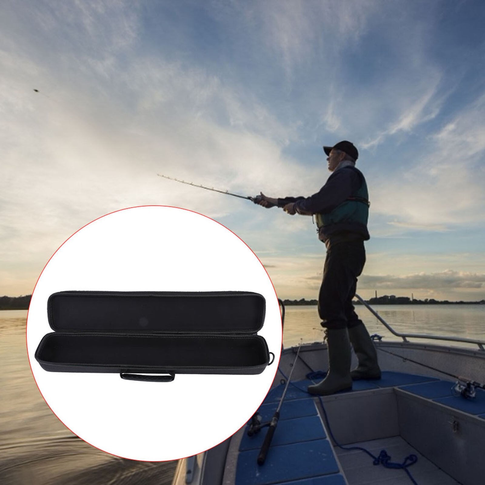 Outdoor Portable EVA Waterproof Fishing Rod Reel Storage Case Luggage Carrying