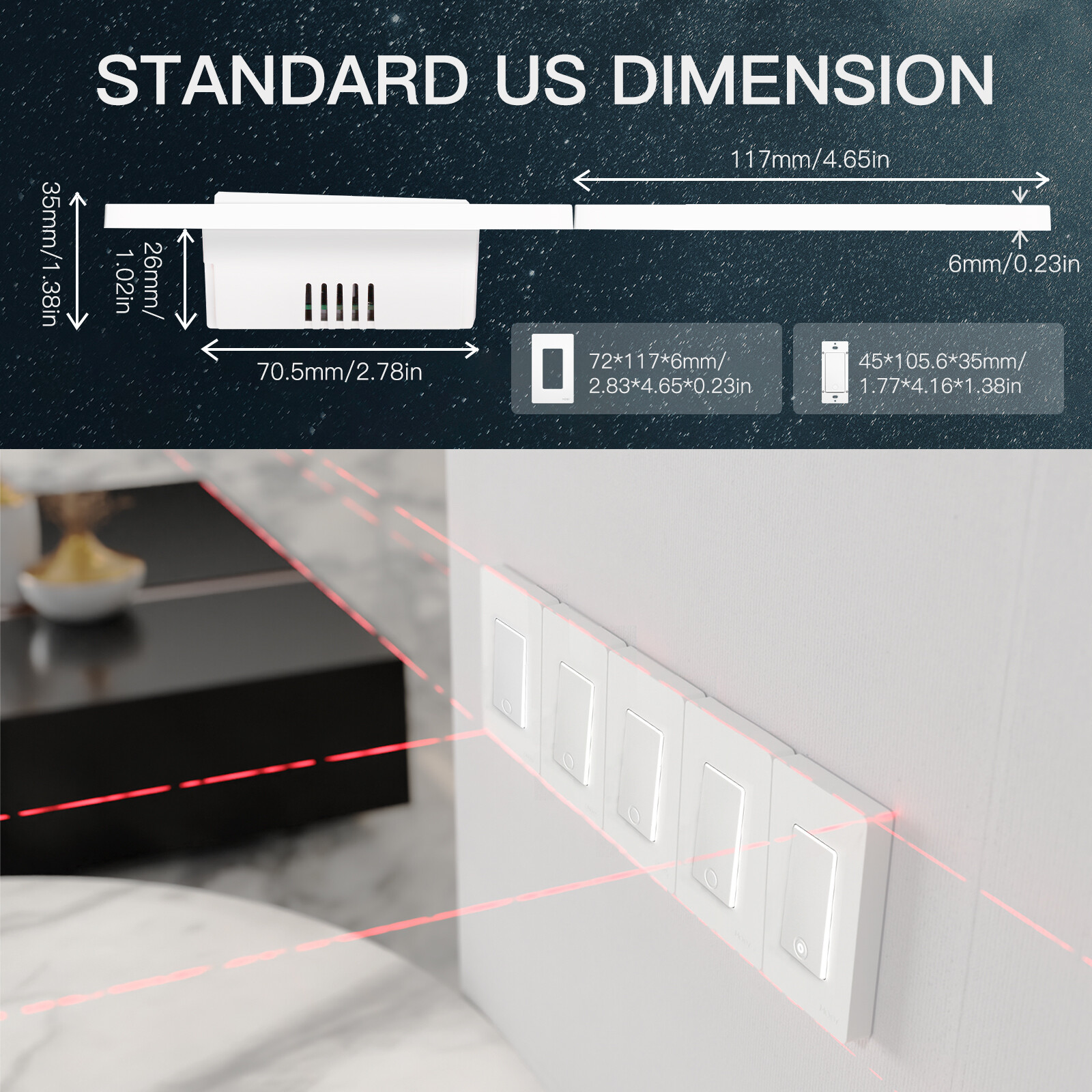MOES 1/2/3/4Gang WiFi Smart Wall Light Switch 3 Way with Alexa Google APP Remote
