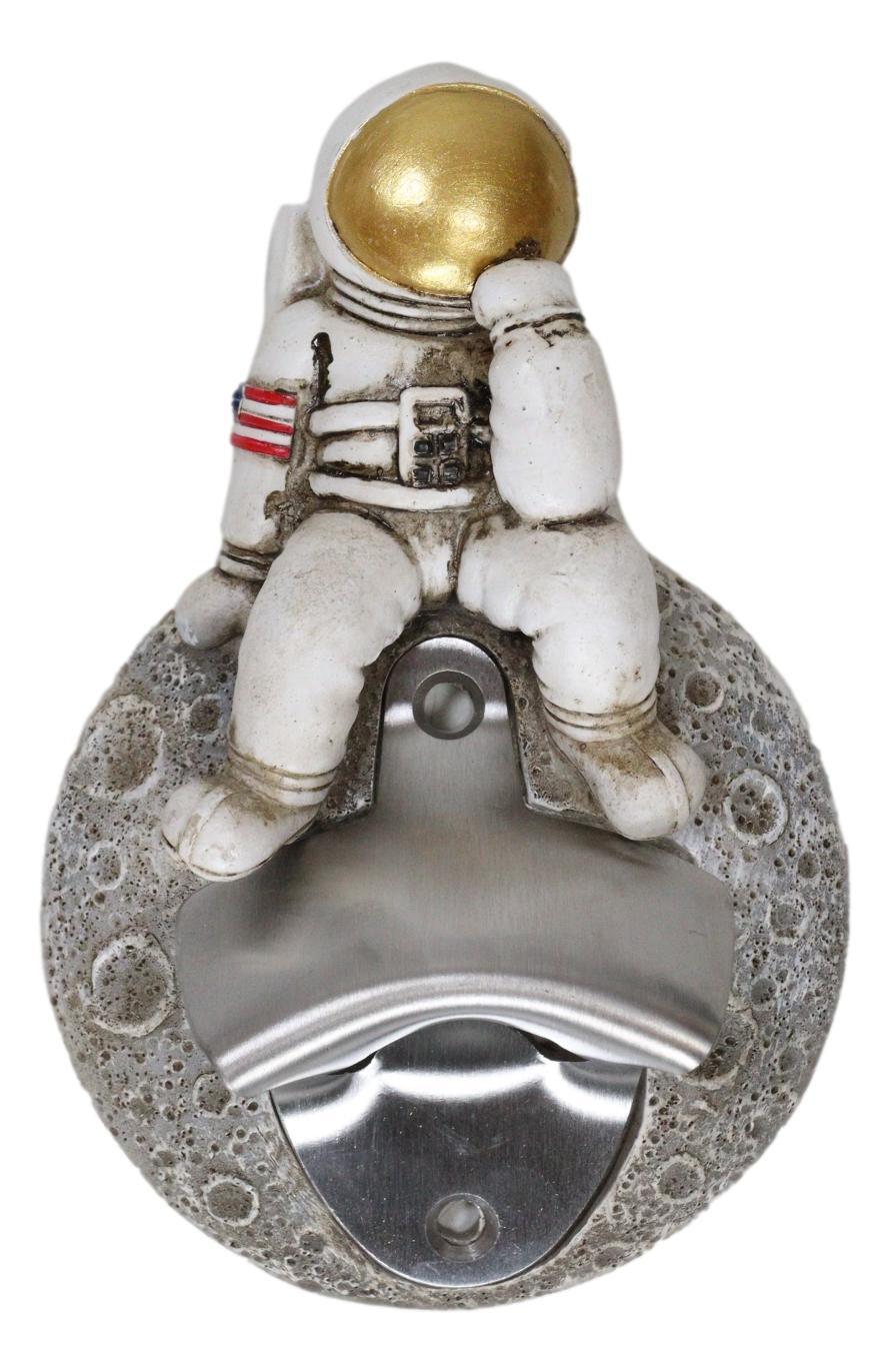 American USA Astronaut in Space Suit Landing On Moon Wall Bottle Opener