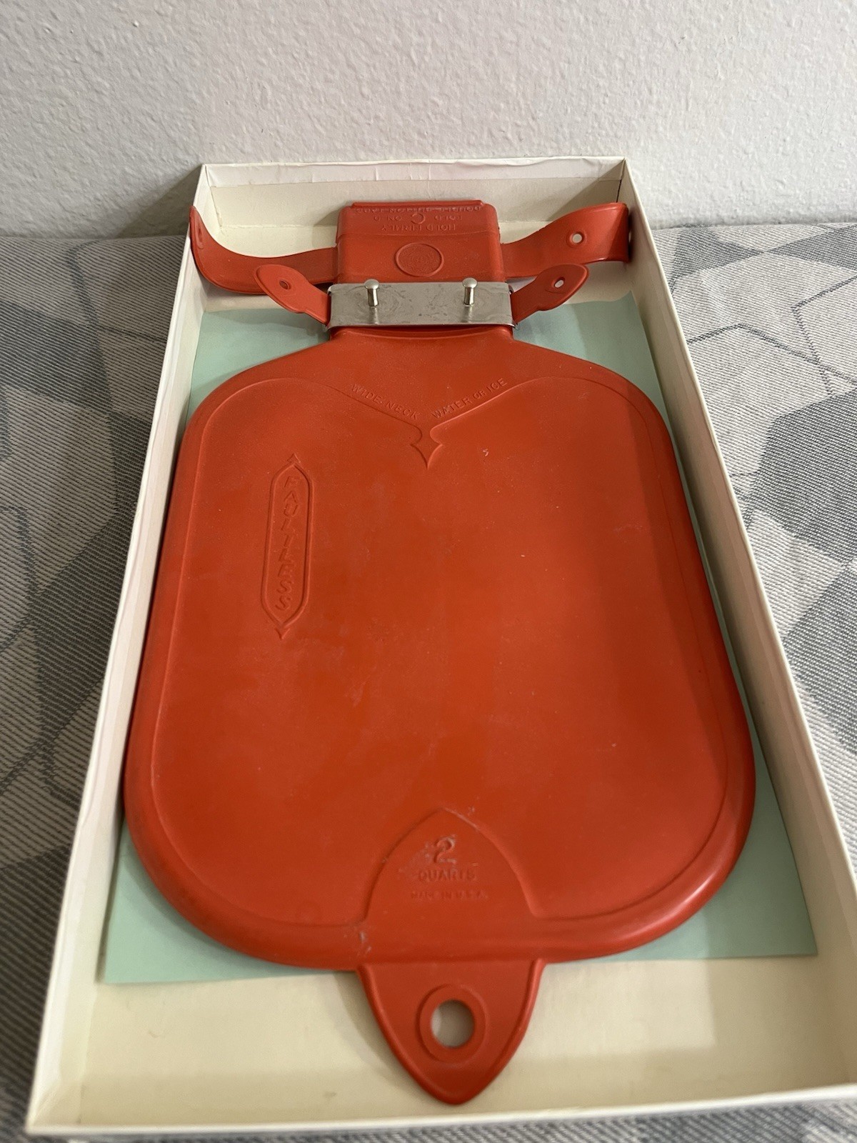 Faultless Rubber Combination Hot Water Bottle & Ice Bag Vintage 1950's Red w/Box