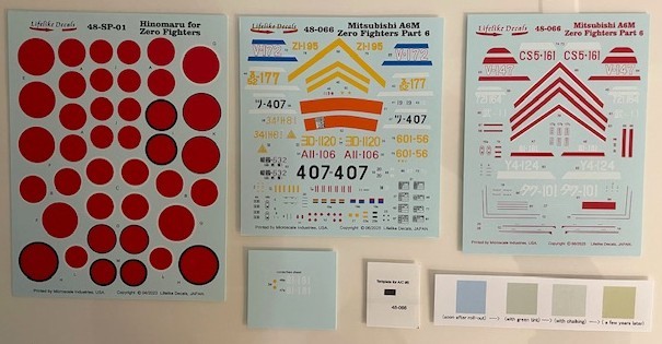 Lifelike 1/48 decals Mitsubishi A6M Zero Fighters Part 6 - 48-066