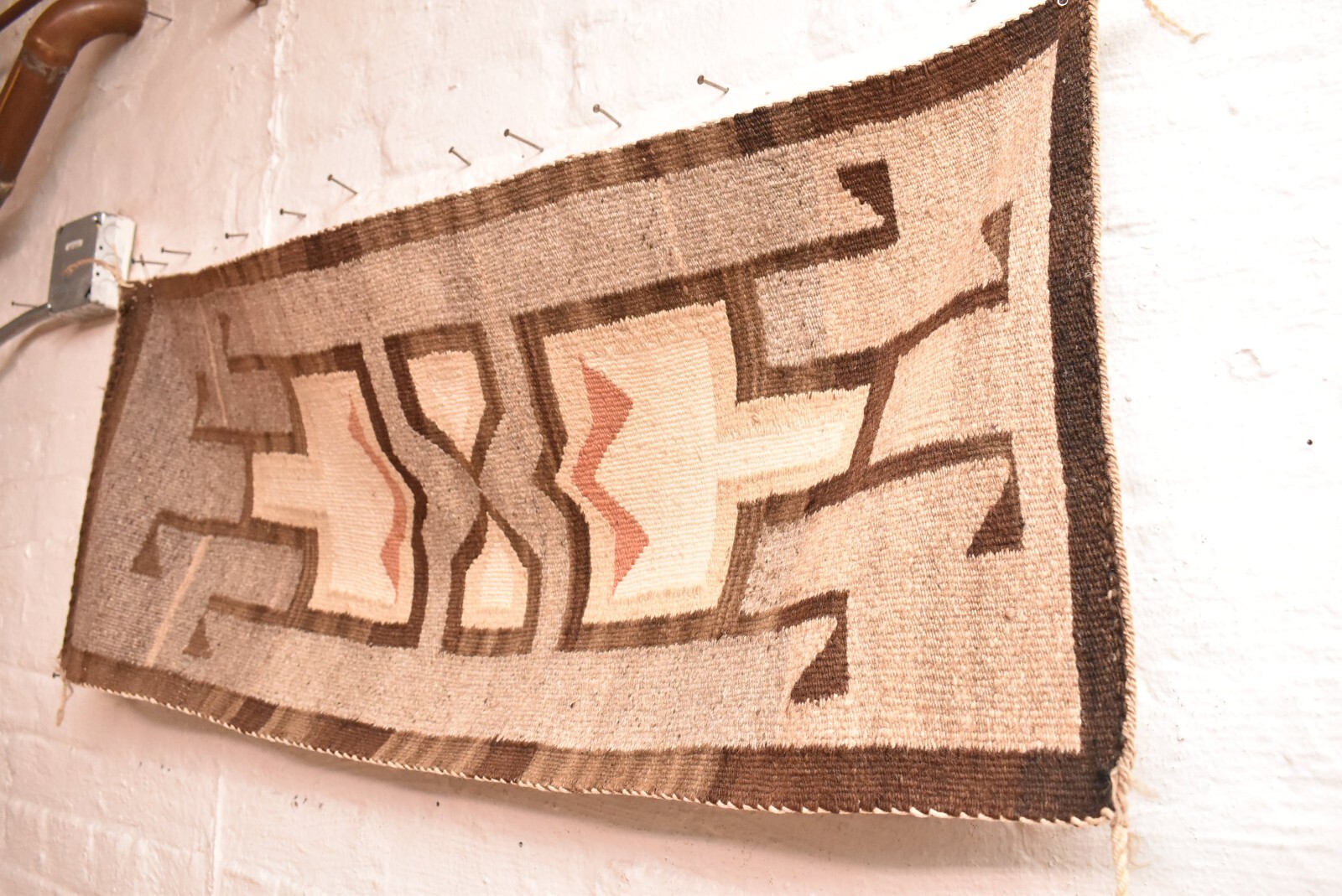 Antique Navajo Rug Native American Indian VTG klagetoh Weaving 39x16 Textile