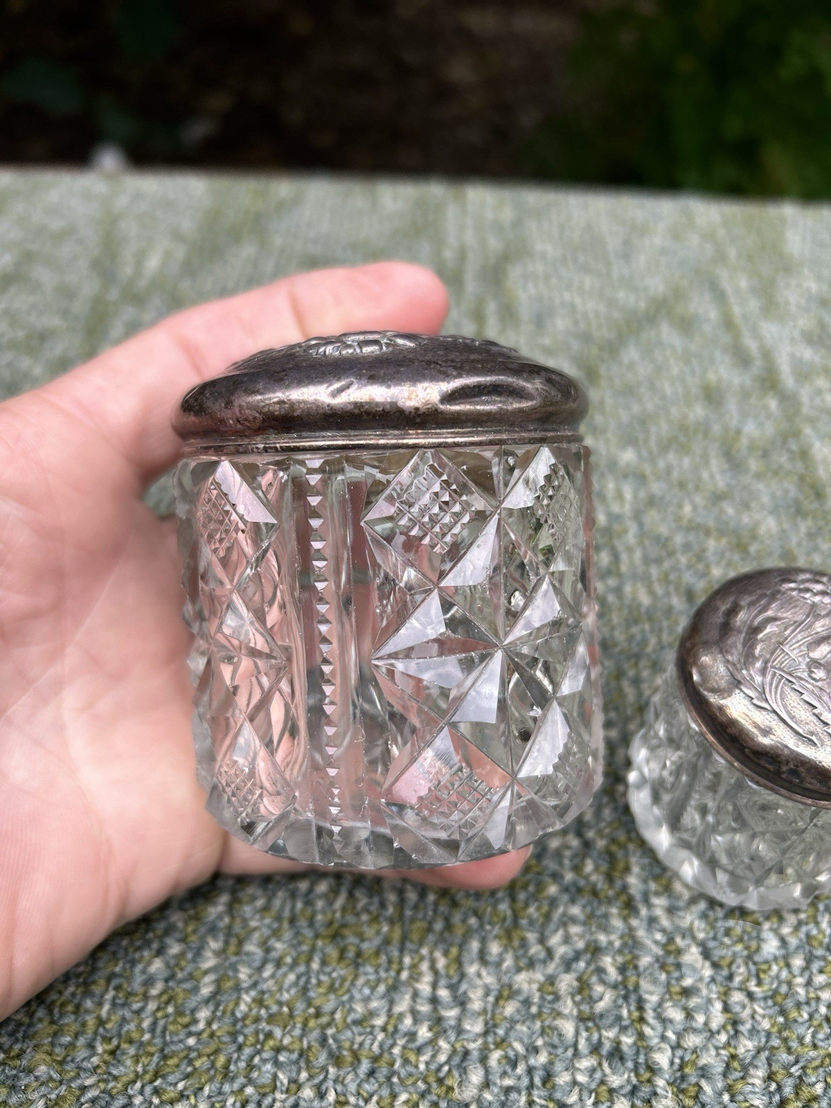 Antique English Sterling Silver Cut Glass Vanity Bottle Set Henry Williamson Ltd