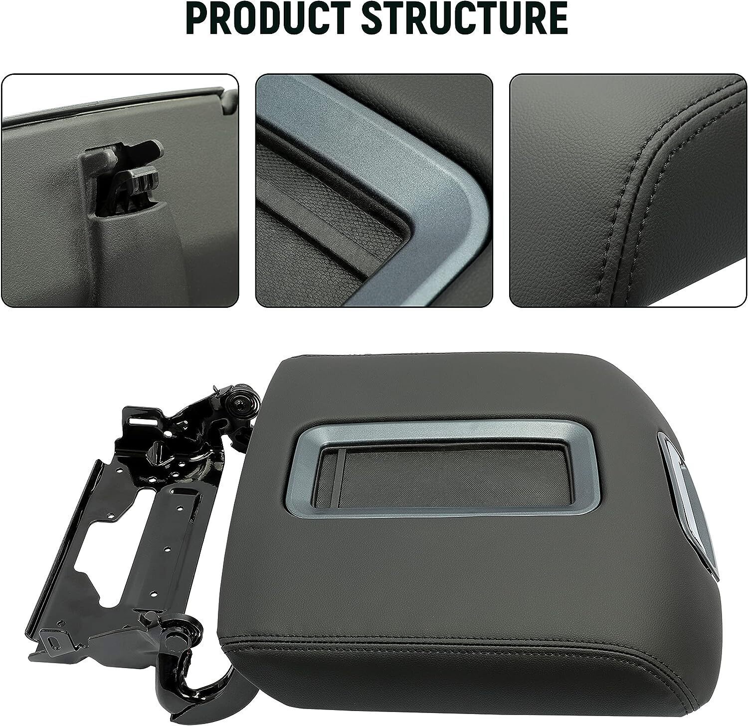 Leather Center Console Armrest Lid Black Fit For 2015-2019 Tahoe Yukon Suburban
