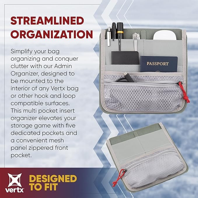 Vertx Multi Pocket Organizer Insert Admin for Backpack, Bag Organization VTX5236