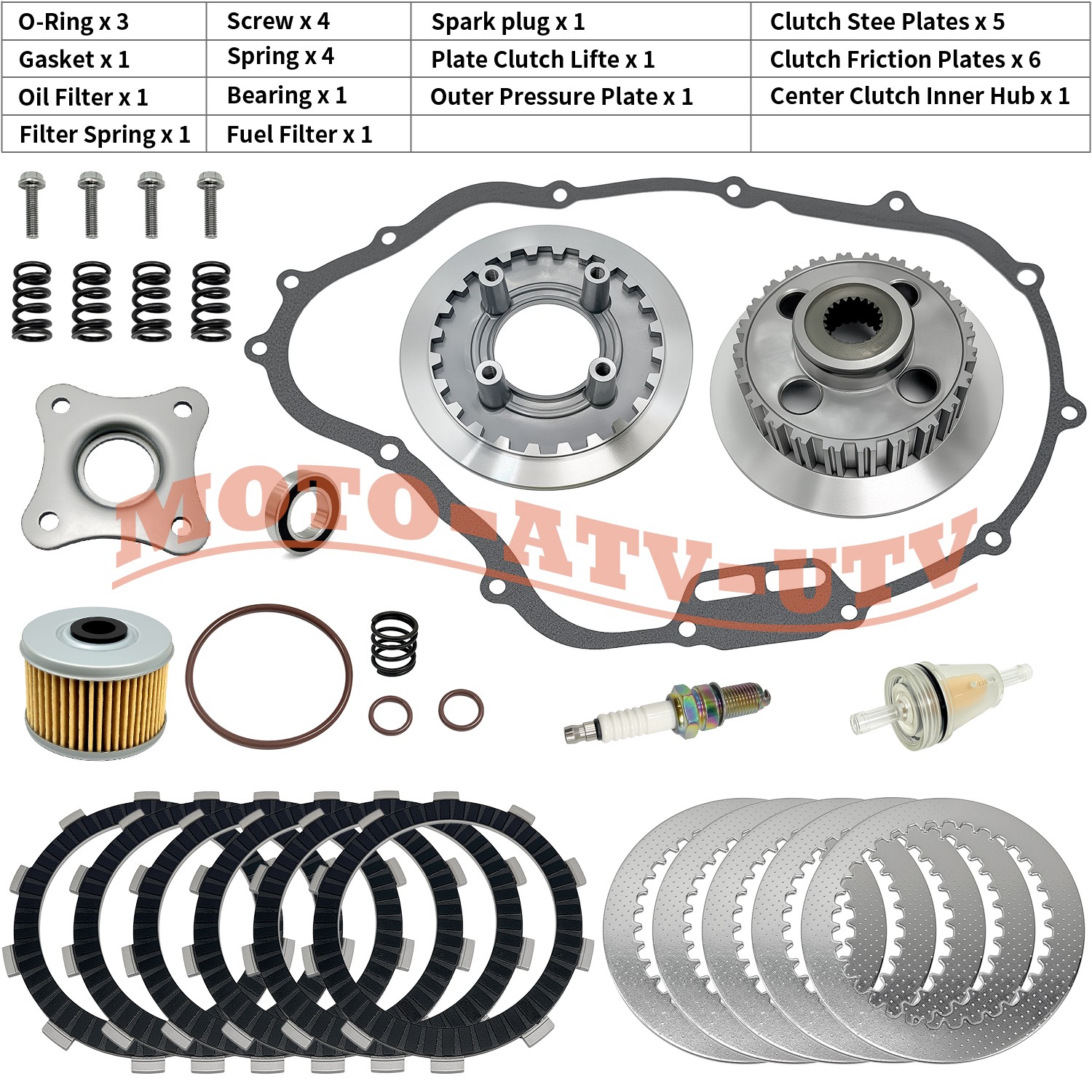 Clutch Plates Assembly & Gasket Kit For Honda FourTrax Foreman 350 TRX350D 4x4
