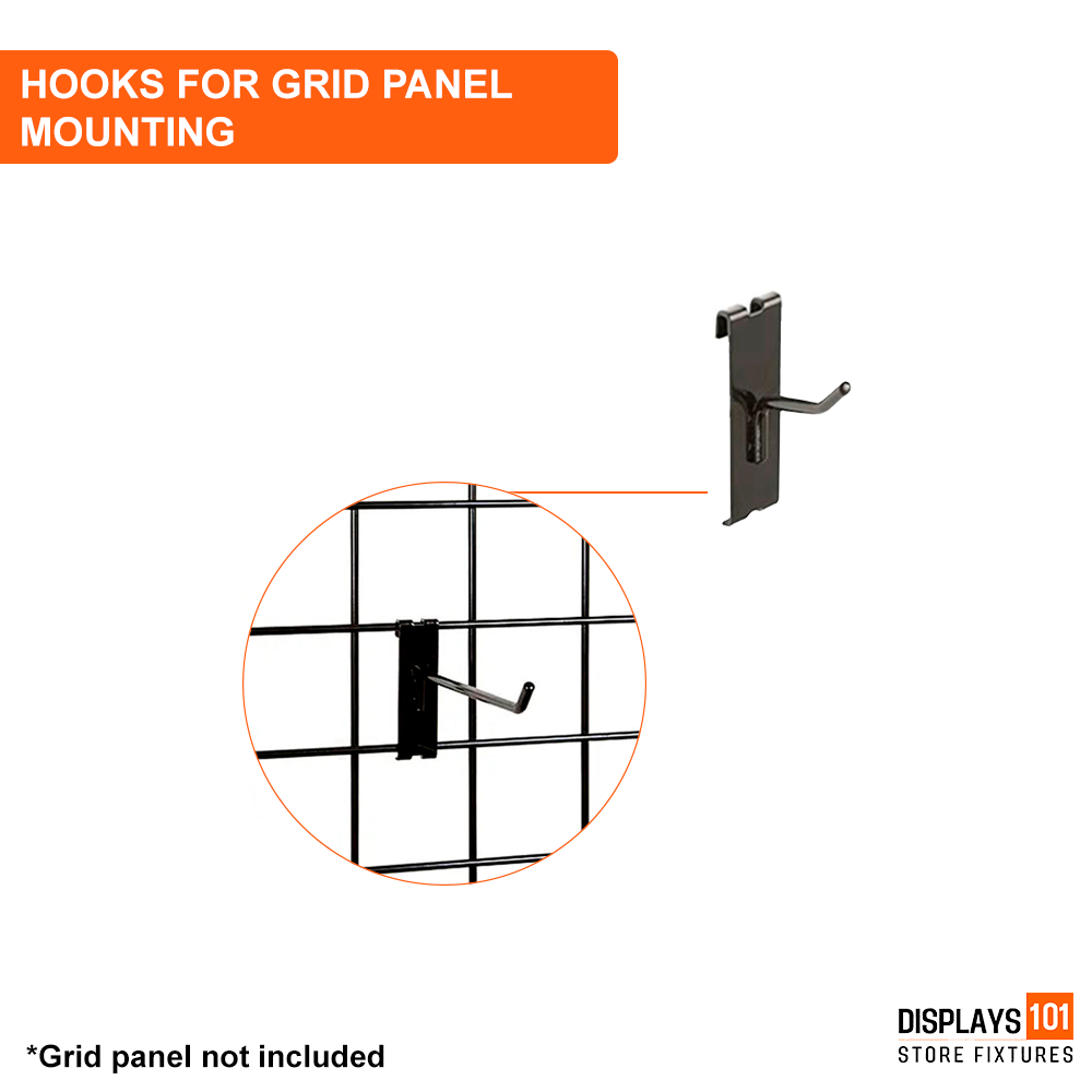 2" Gridwall Hooks - Black Hooks For Grid Panel Displays - NEW