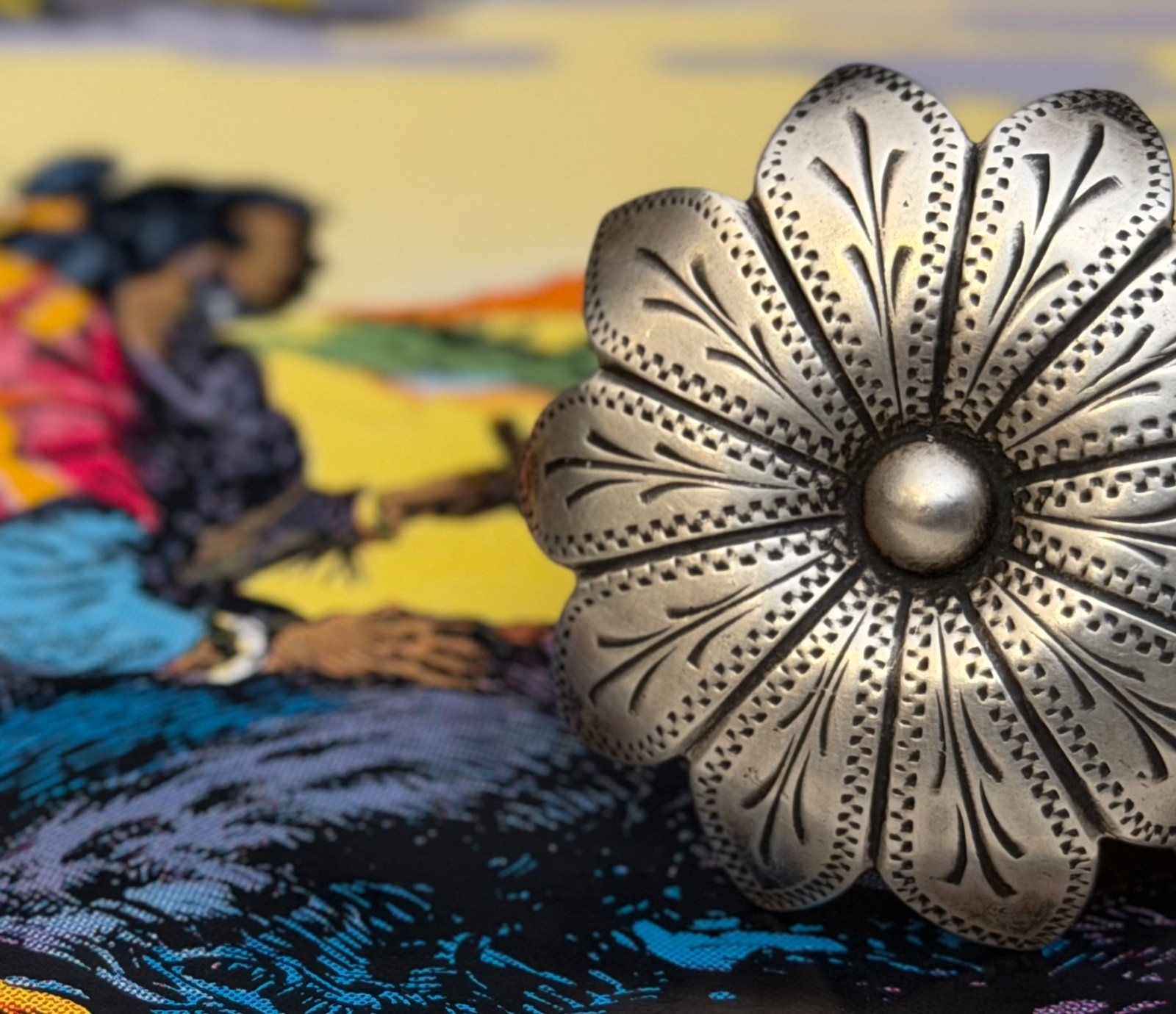 STUNNING Pair of Silver Engraved “Flower” Conchos - Spur Straps / Headstall