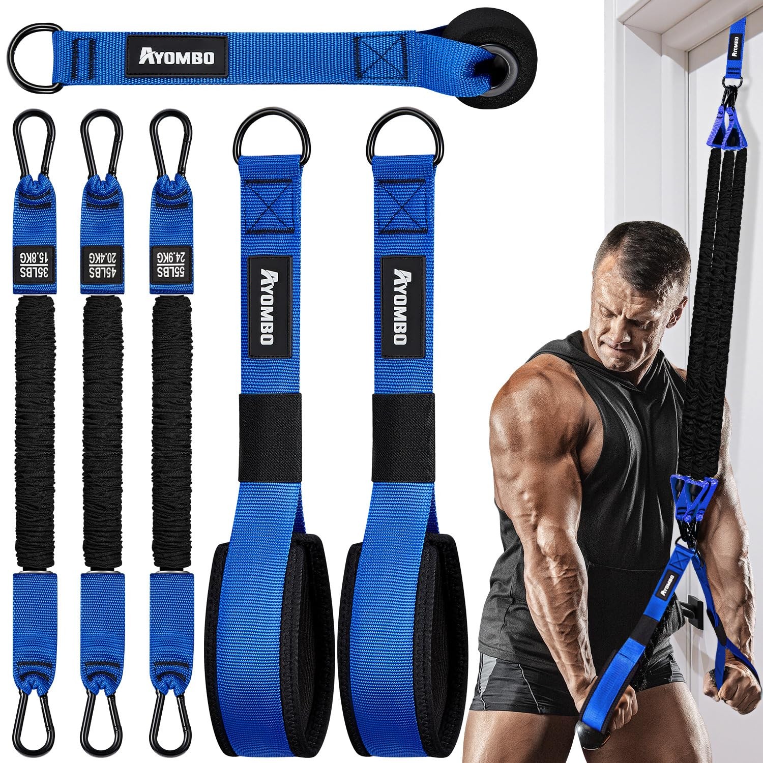 Home Gym Workout Equipment, Heavy Resistance Bands with Handles, Door Anchor,...