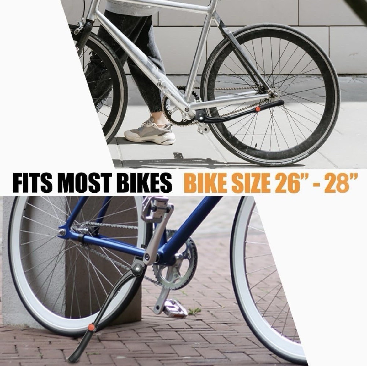 Bike Kickstand Adjustable Aluminium Alloy Bicycle Kickstand for 26-27-28" Bike