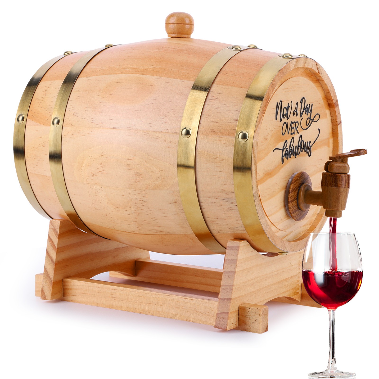 3 Liter Oak Aging Barrel with Stand, Bung, and Spigot - Age Cocktails, Bourbon