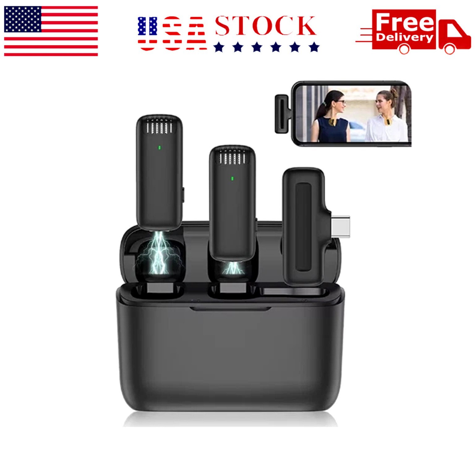 Lavalier Microphone Wireless Audio Video Recording Mini Mic For Android/iPhone