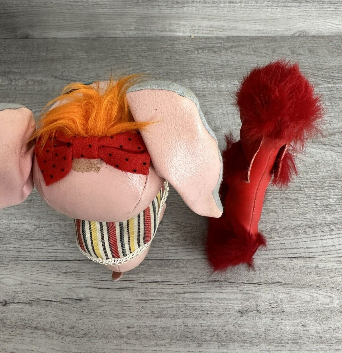 Lot of 2 VTG 1950-60s Childrens Toys Made in Japan Pink Elephant & Red Poodle