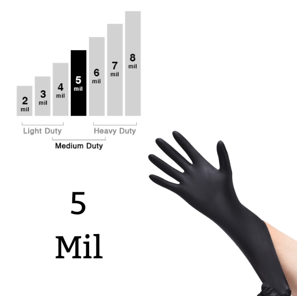 Black Nitrile Disposable Gloves Powder Latex Free | 3, 5, & 6 Mil & Size S - XXL