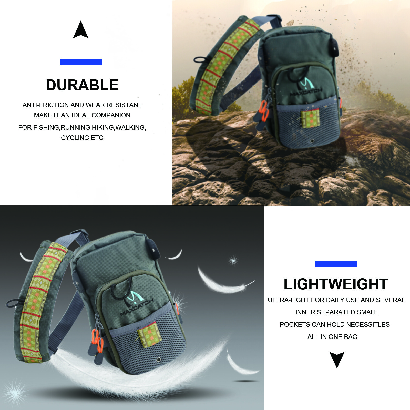 Maxcatch Fly Fishing Chest Bag Lightweight Chest Pack Outdoor Sports Pack