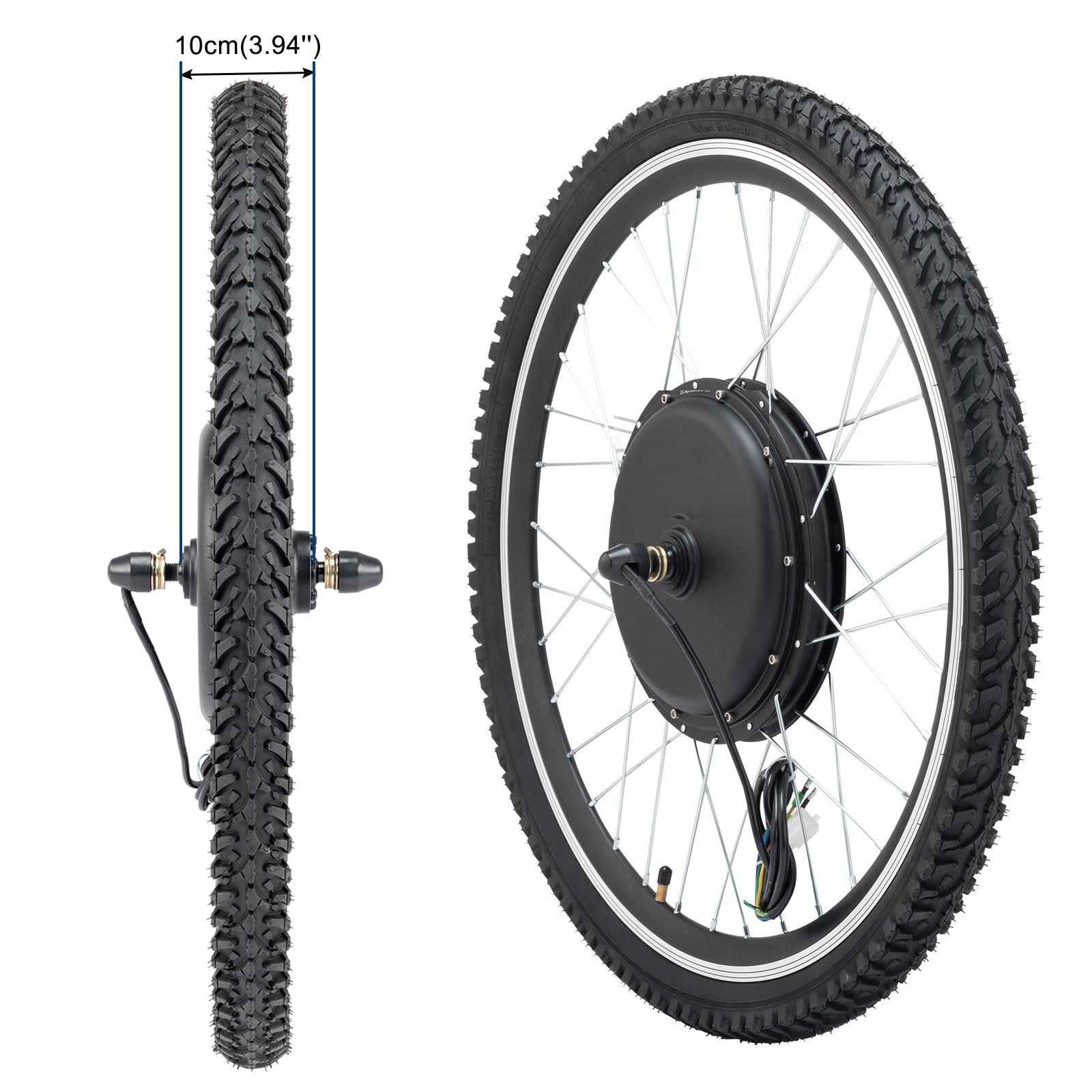 24 in Electric Bicycle Conversion Kit Front Wheel Ebike Motor Tire 48V 1000W