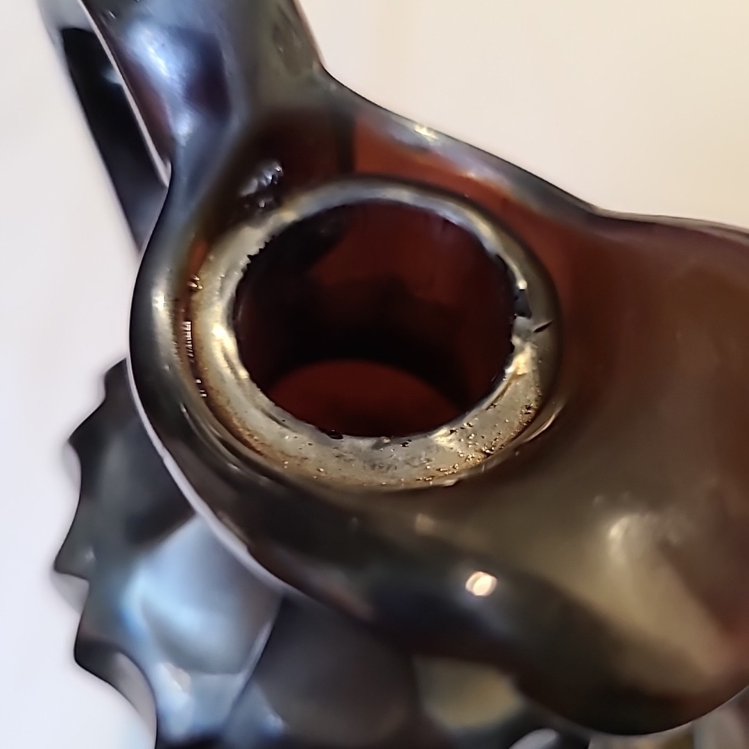 vtgNORTHWOOD CARNIVAL GLASS GRAPE & CABLE WHISKEY DECANTER & SHOT GLASS AMETHYST