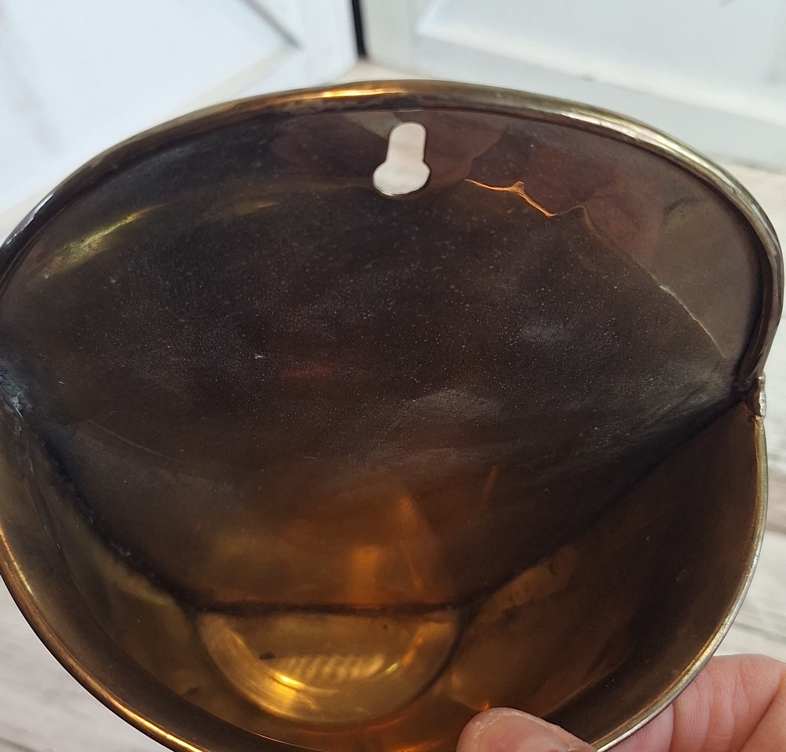 Vintage Brass Wall Hanging Planter Made In India 7"Tall Hosley International