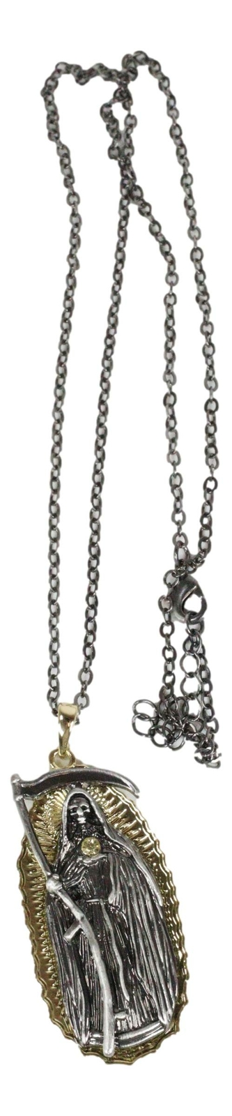 Day Of The Dead Santa Muerte Pewter Necklace Our Lady Of Holy Death Lead Free