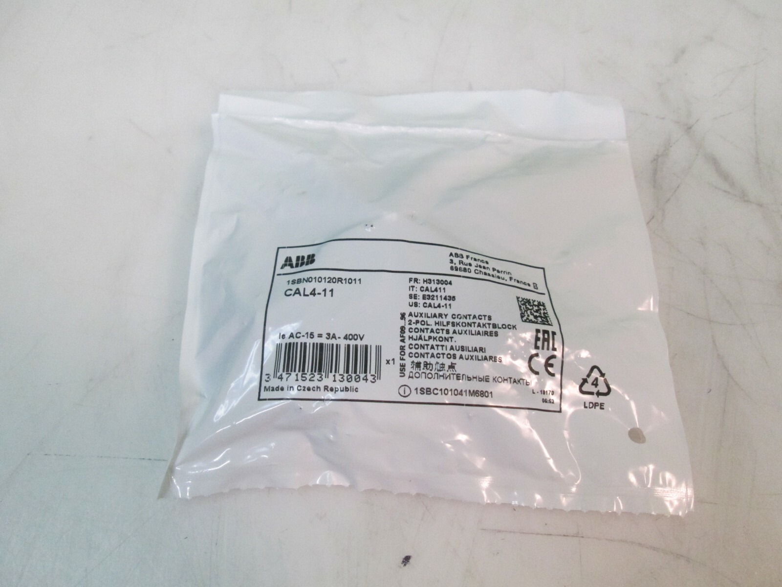 New ABB CAL4-11 Auxiliary Contact Block 1SBN010120R1011 Free Shipping