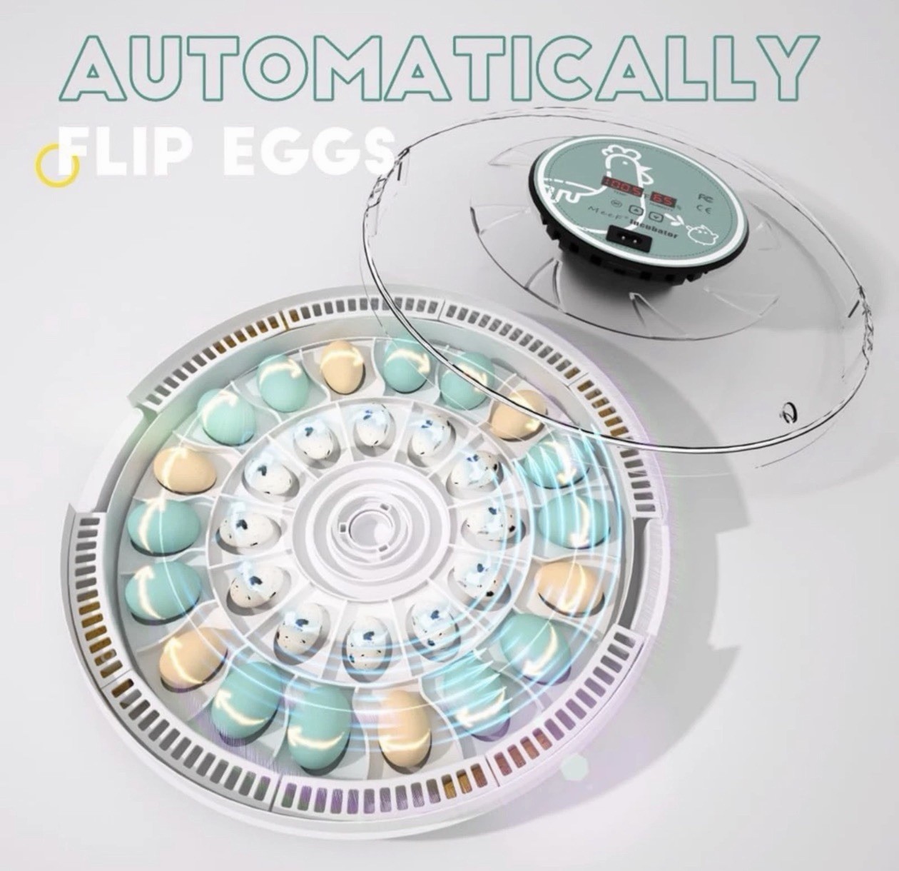 MeeF incubators for Hatching Eggs Automatic 30 Eggs Incubator with Tur