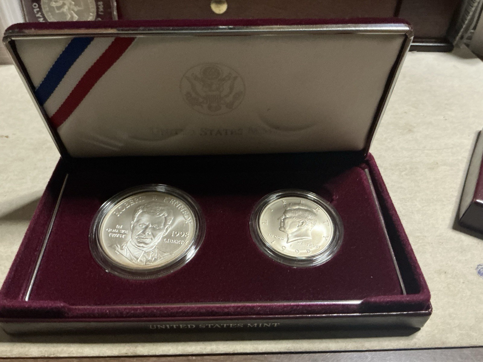 1998 US Kennedy Collectors Set Uncirculated Silver Dollar & Half Commemorative