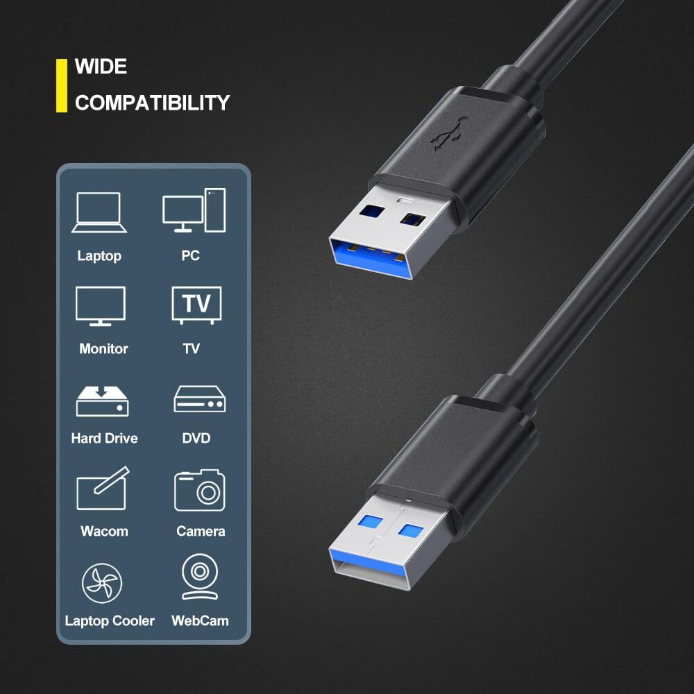 USB 3.0 A Male to A Male Cable Data Transfer Super Speed Power Charger Metal LOT