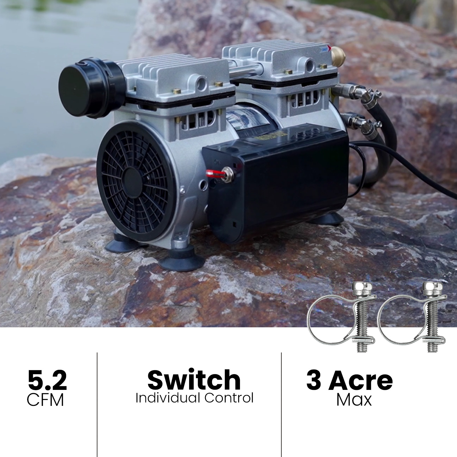 5.2 CFM Lake & Pond Air Pump Aerator Compressor Pump Aeration 3/4 HP 3 Acre Pond