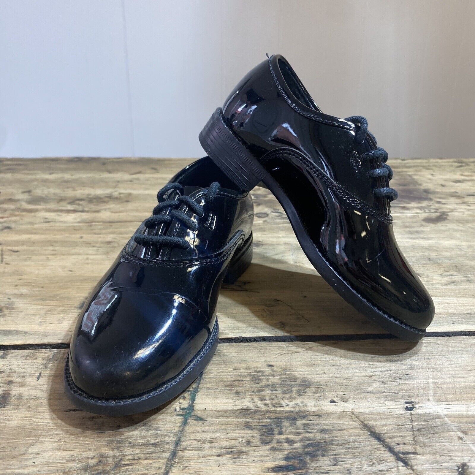 Men's Black Round Toe Shiny Tuxedo Shoe Wedding Formal Lace Up