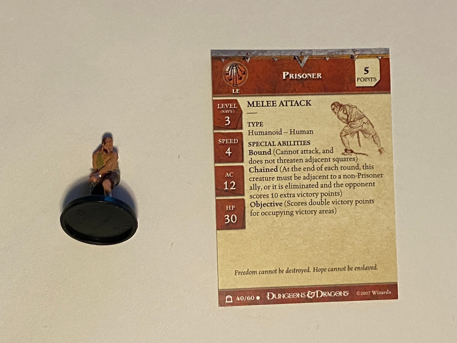 Dungeons & Dragons Night Below Prisoner Miniature w/ Stat Card