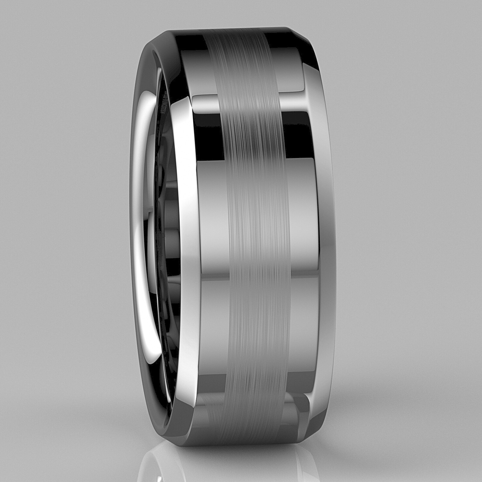 8/6mm Brushed Center Silver Tungsten Carbide ring Wedding Band ATOP Mens Jewelry