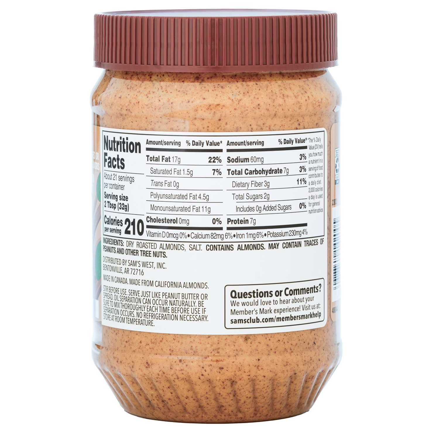 Member's Mark Creamy Almond Butter, 24 oz., 1 pk.