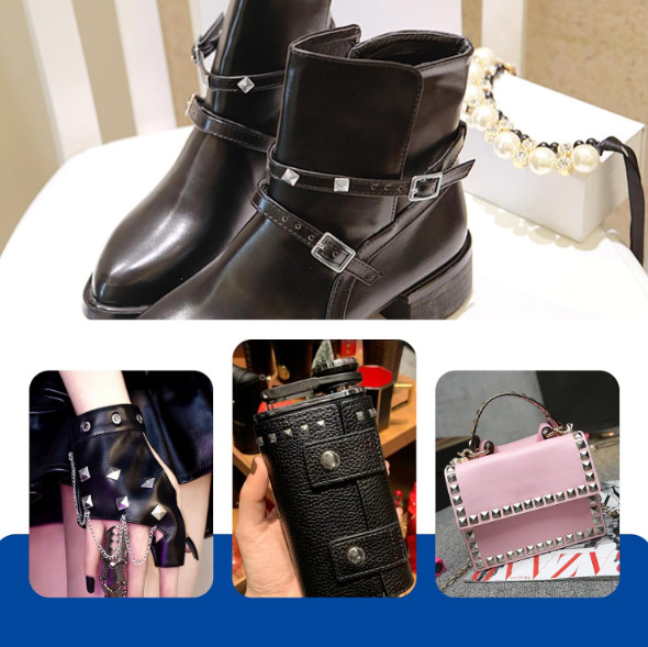 1300 Pieces 10 Mm Silver Pyramid Studs for Clothing, Four-Jaw Square Metal Studs