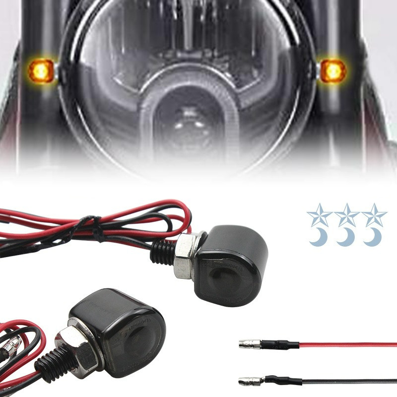 Universal 2X LED Motorcycle Turn Signals Indicator Amber Blinker Light Mini Lamp