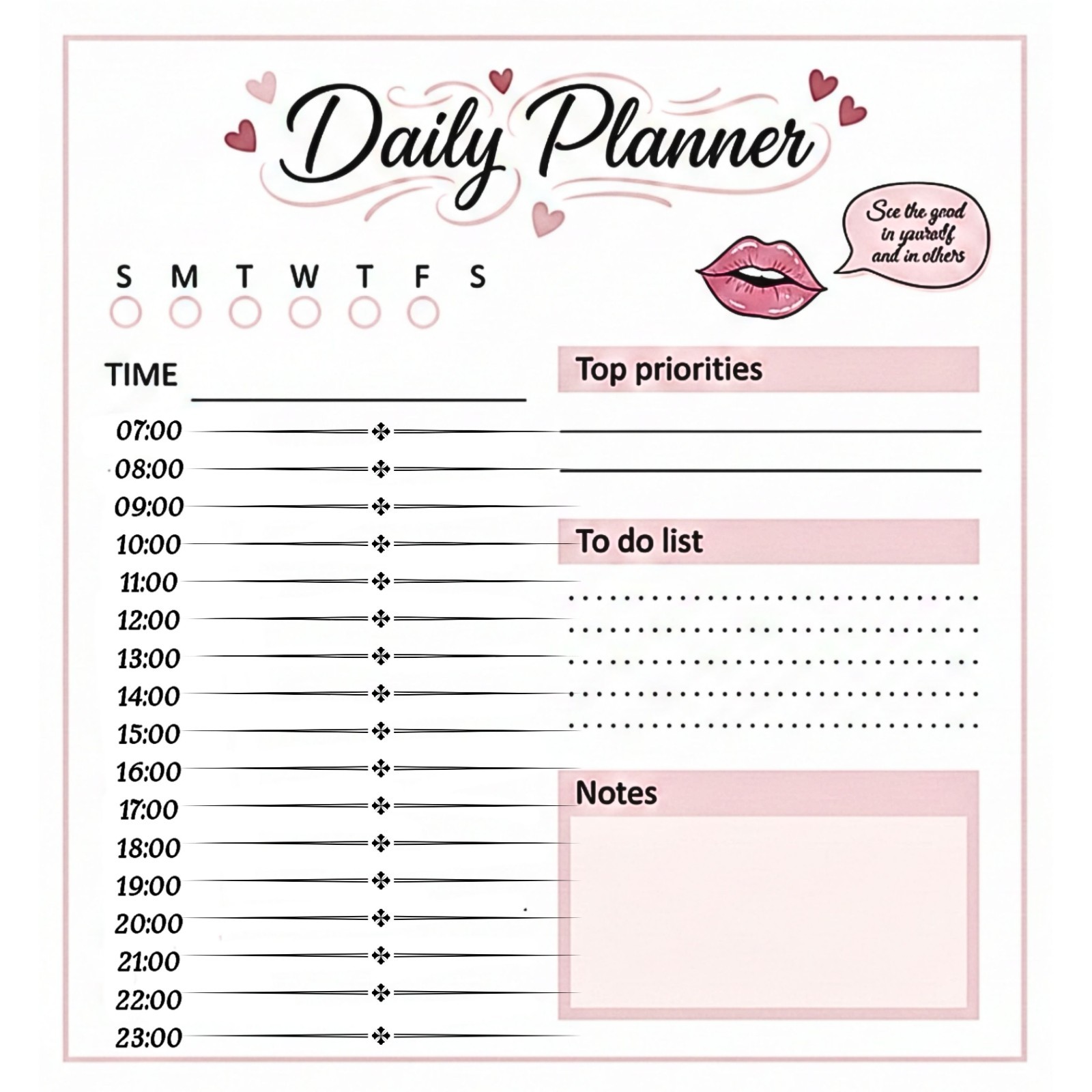 Cute Daily Planner | To-Do List & Notes | Printable List | Digital Download