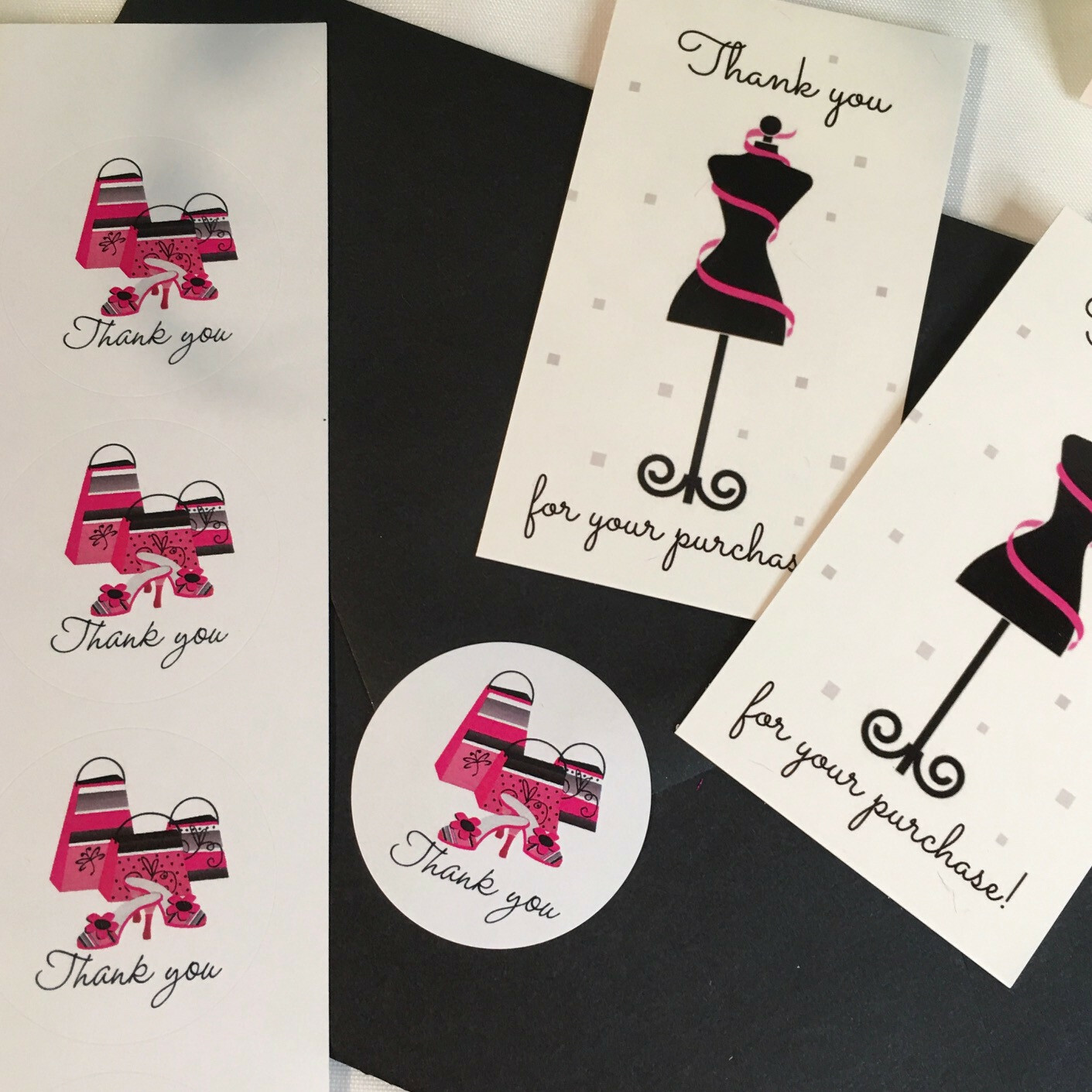 120x Business Thank You For Your Purchase Cards Stickers, Ladies Fashion