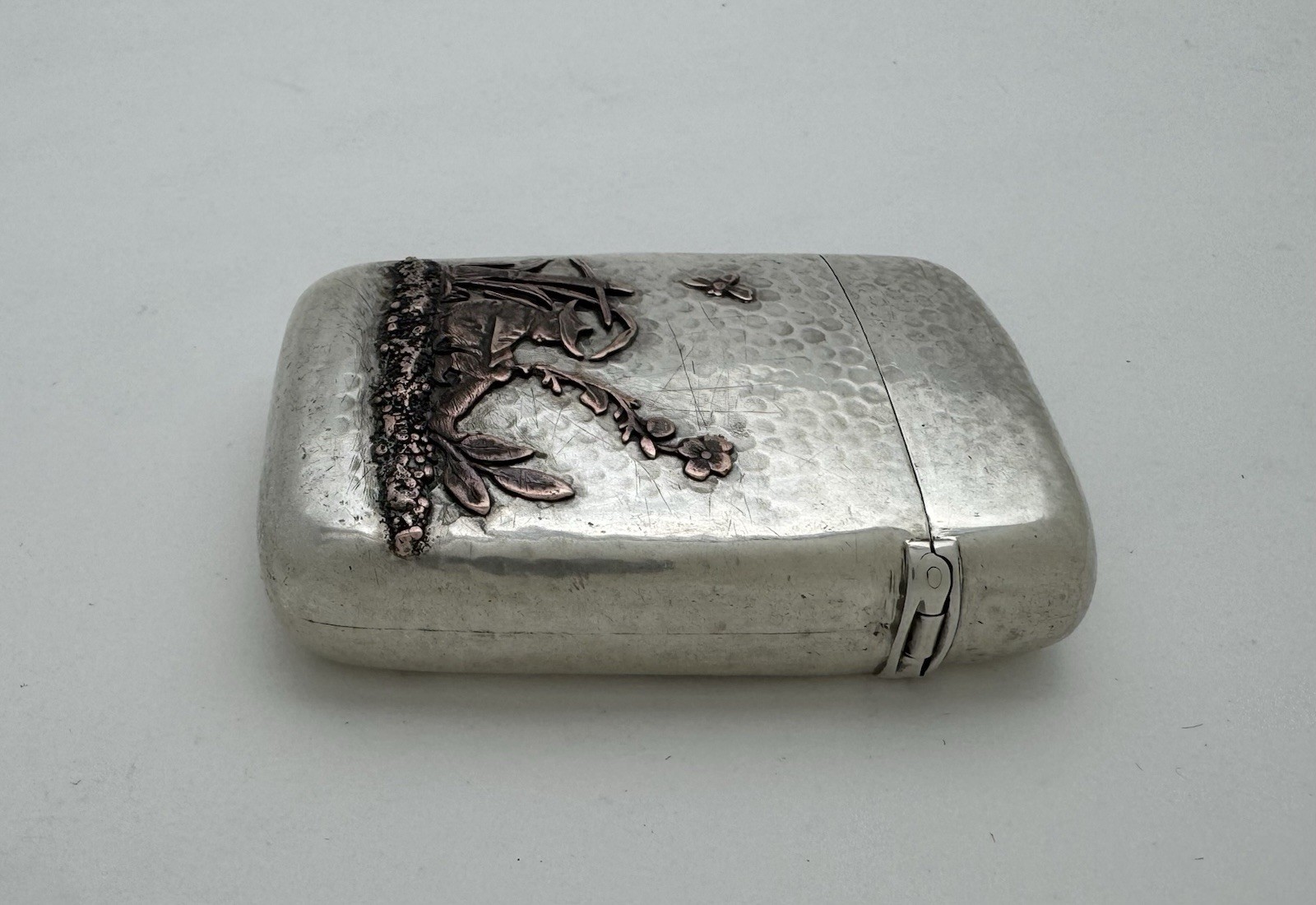 A FABULOUS GORHAM JAPANESE MANNER STERLING SILVER COPPER MIXED METALS MATCH SAFE