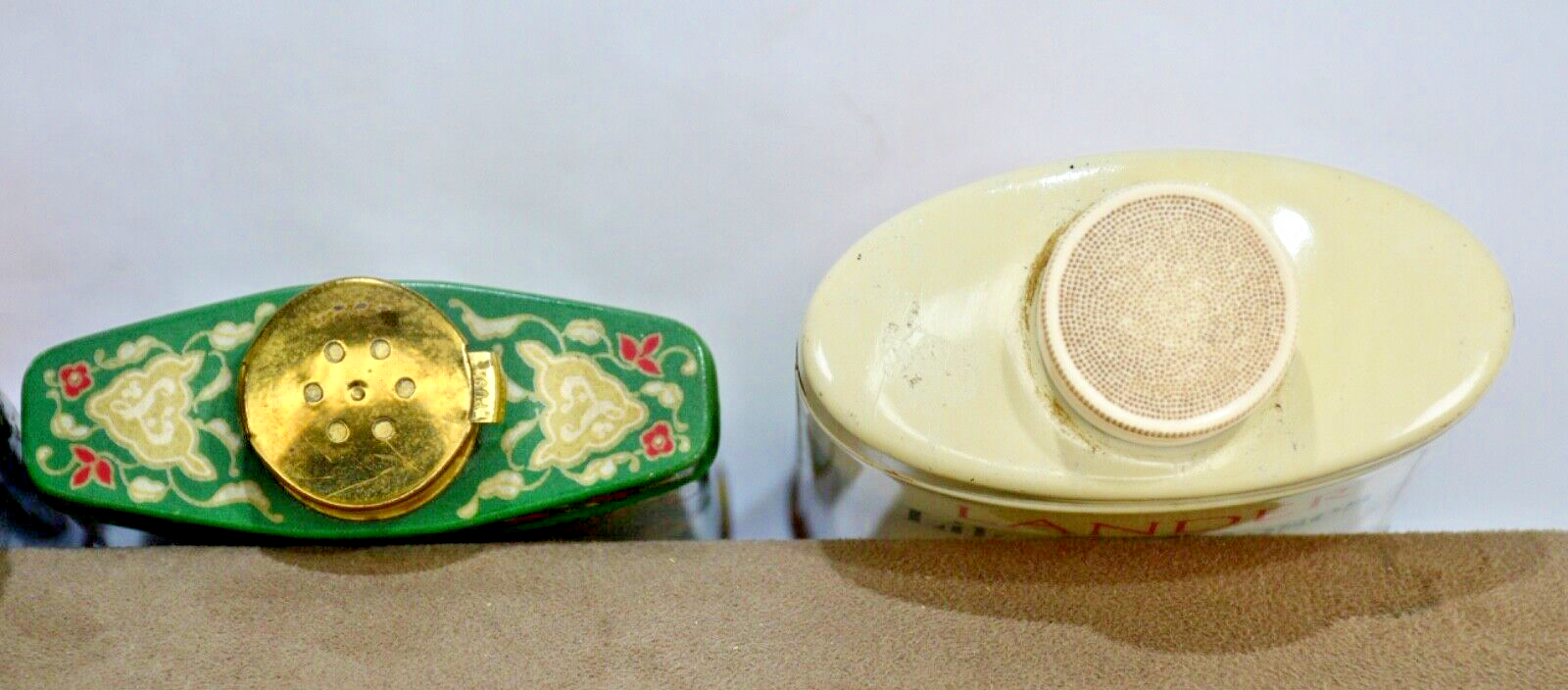 Vintage Advertising Perfume Talcum Powder Tin Emeraude Coty, Egyptian + Lot of 4