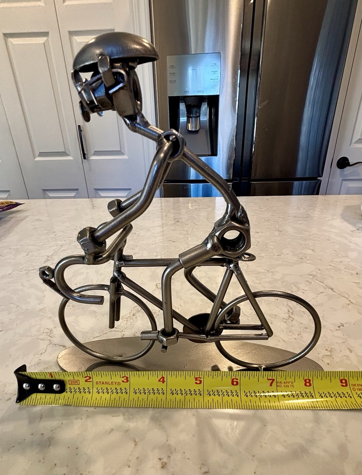 Hinz & Kunst Cyclist Bicycle Rider Metal Sculpture, Handcrafted German Weld Art